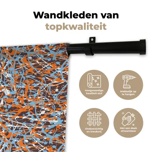 Blauw - Waterverf - Chaos Wandkleed katoen klein 269 -sfeer2