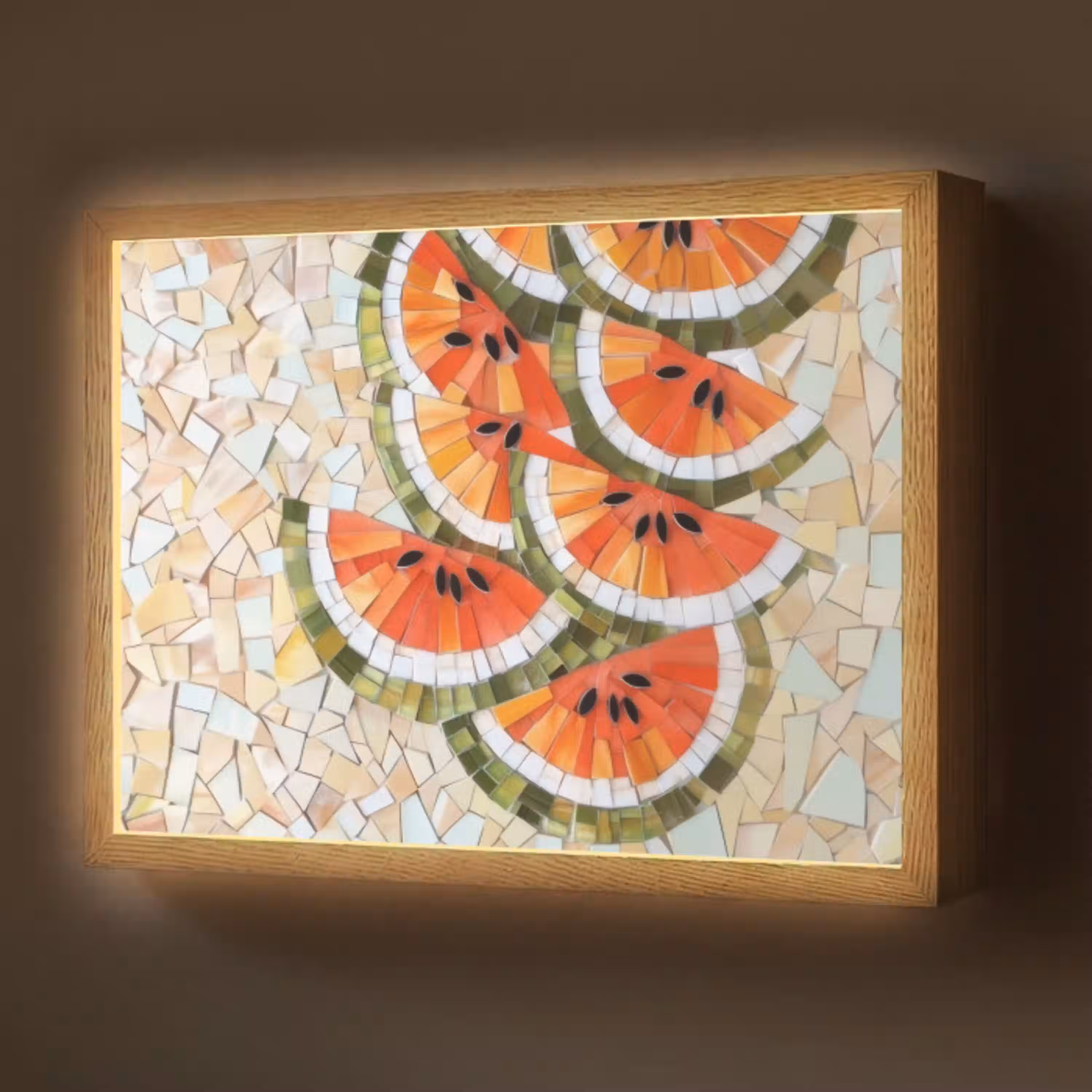 Mozaïek - Watermeloen - Rood - Pitten Light Box met batterij (Wandlamp) middel -z3d_website