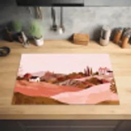 Heuvellandschap - Grafisch - Terracotta Inductie beschermer vinyl 3mm klein -sfeer5