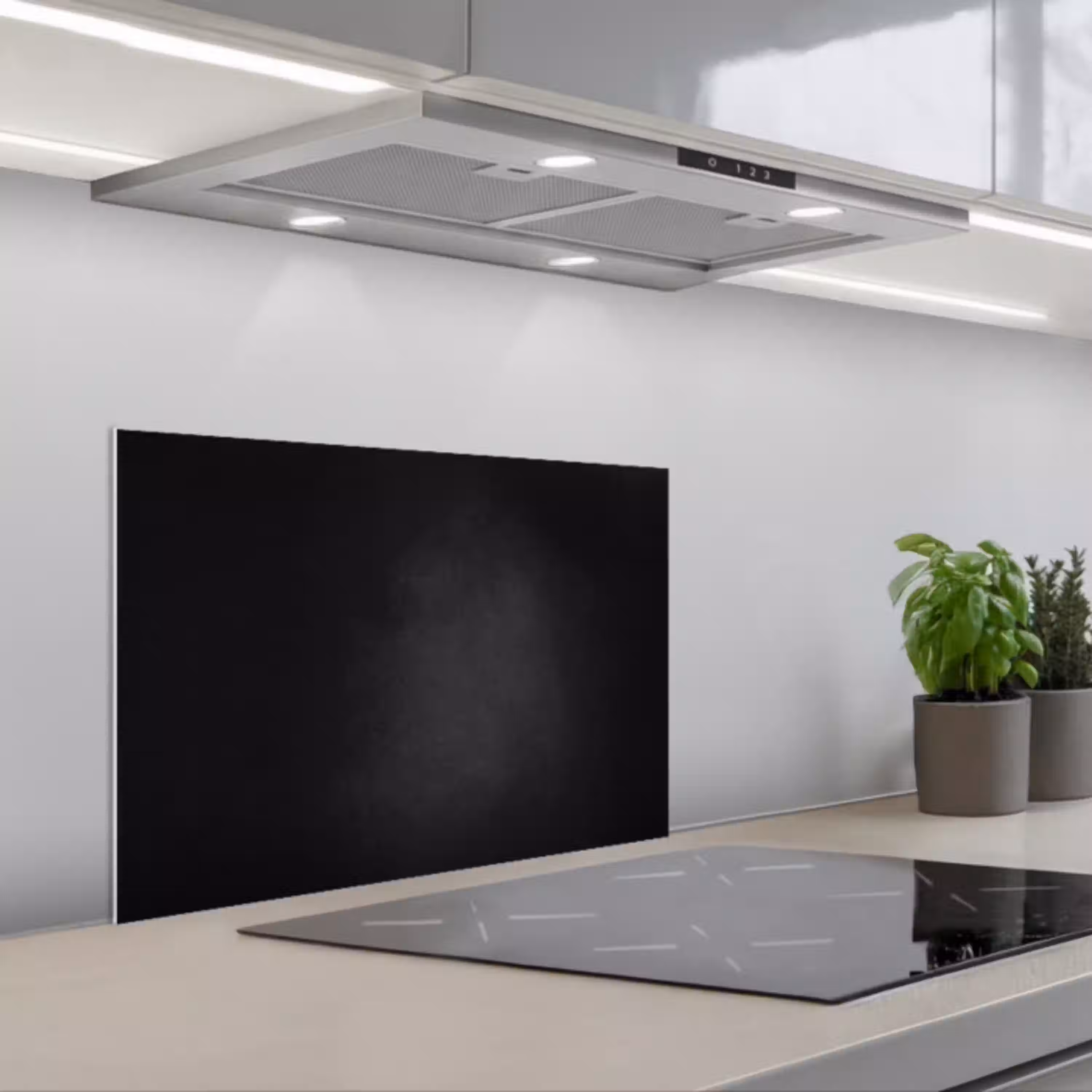 Beton - Zwart - Grijs - Structuur - Industrieel keuken achterwand spatscherm klein -3d_schuin