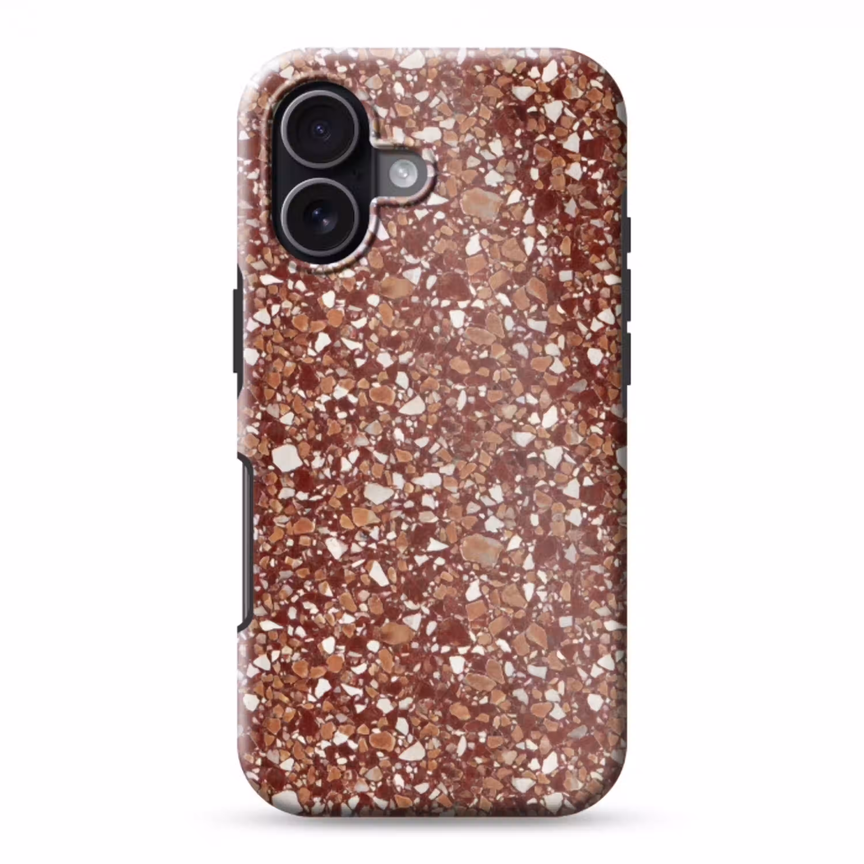 Terrazzo - Patroon - Steentextuur - Roodbruin Toughcase MagSafe Apple iPhone 17 klein 1017 -3d