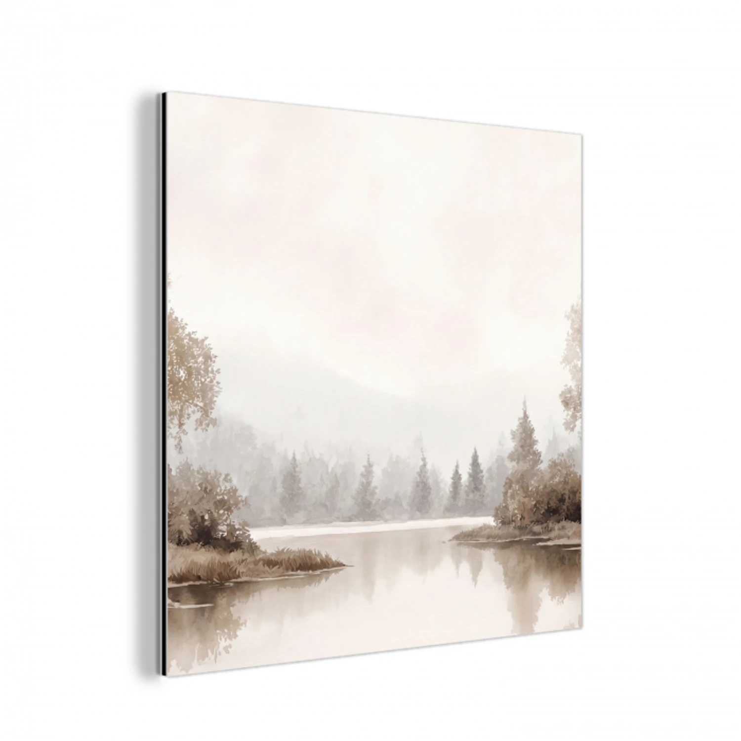 Rivierlandschap - Minimalistisch - Aardetinten aluminium wit klein -3d