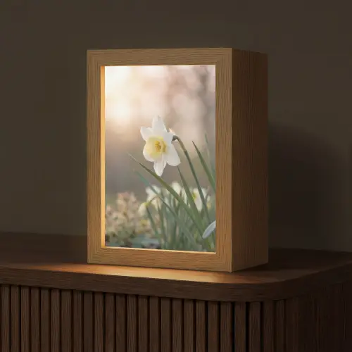 Narcis - Bloem - Minimalistisch Light Box met kabel (Tafellamp) klein -z3d_website