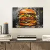 Burger - Eten - Kunst - Grijs - Graffiti aluminium wit klein -sfeer1