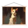 Kat - Geschilderd - Artistiek - Wit textielposter latten blank klein -3d