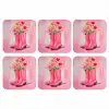 Roze - Bloemen - Cowboy onderzetter kurk middel -3d