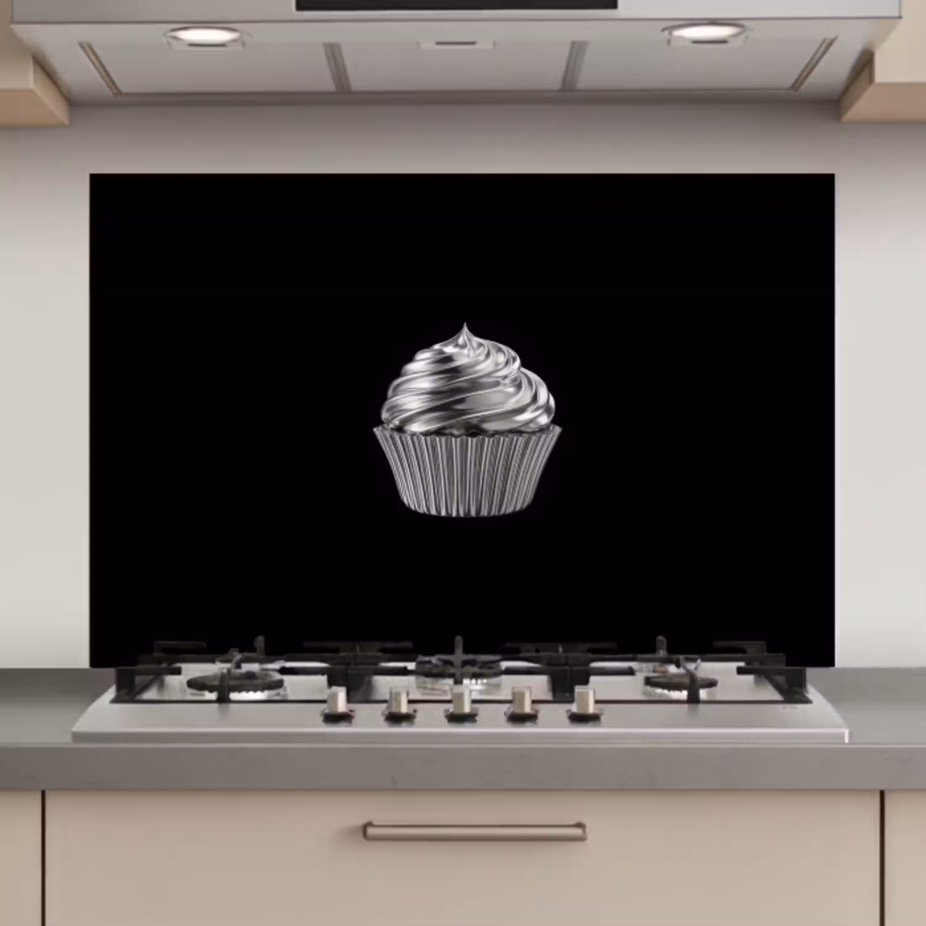 Cupcake - Luxueus - Zilver keuken achterwand spatscherm klein -3d_website