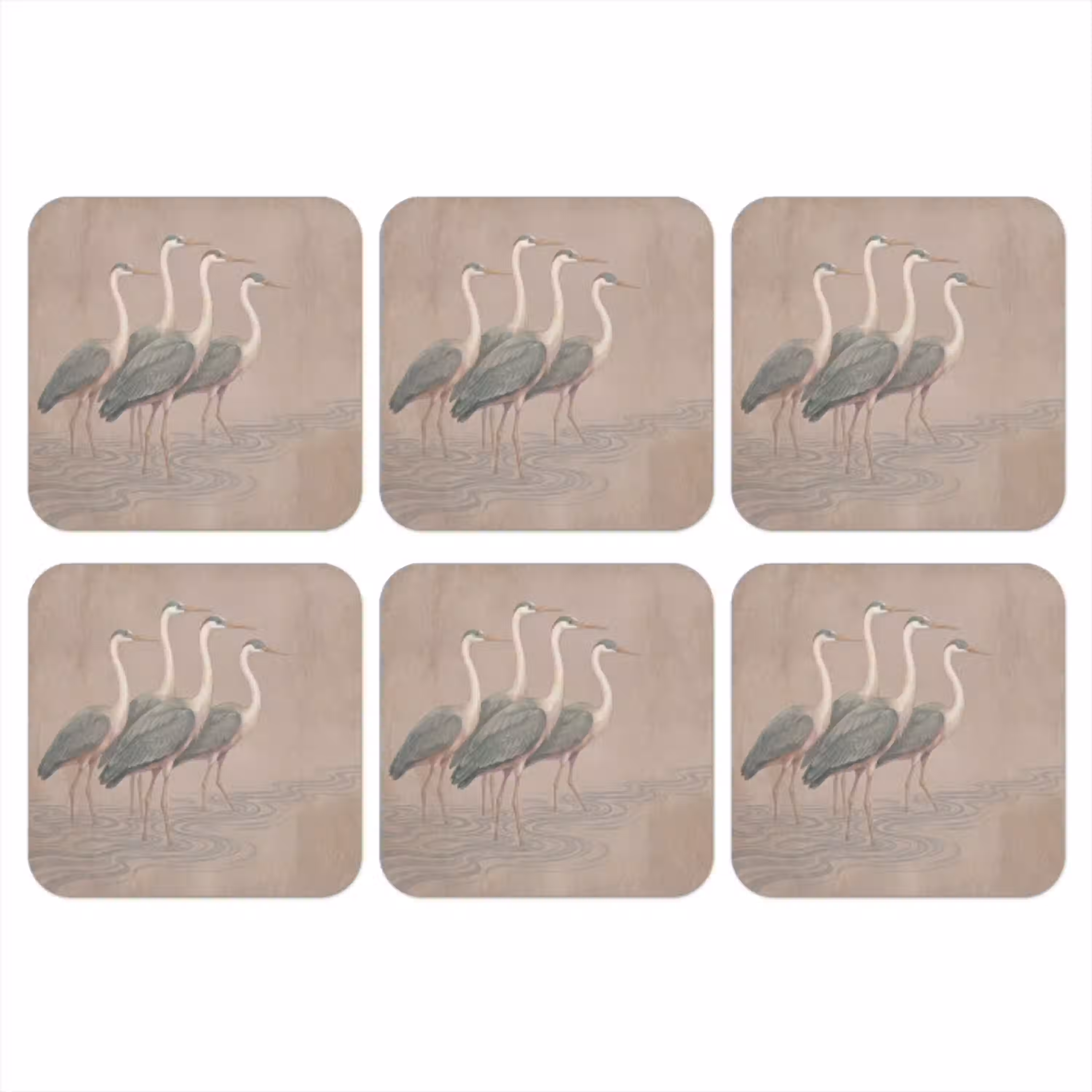 Vogel - Water - Natuur - Vintage onderzetter kurk middel -3d