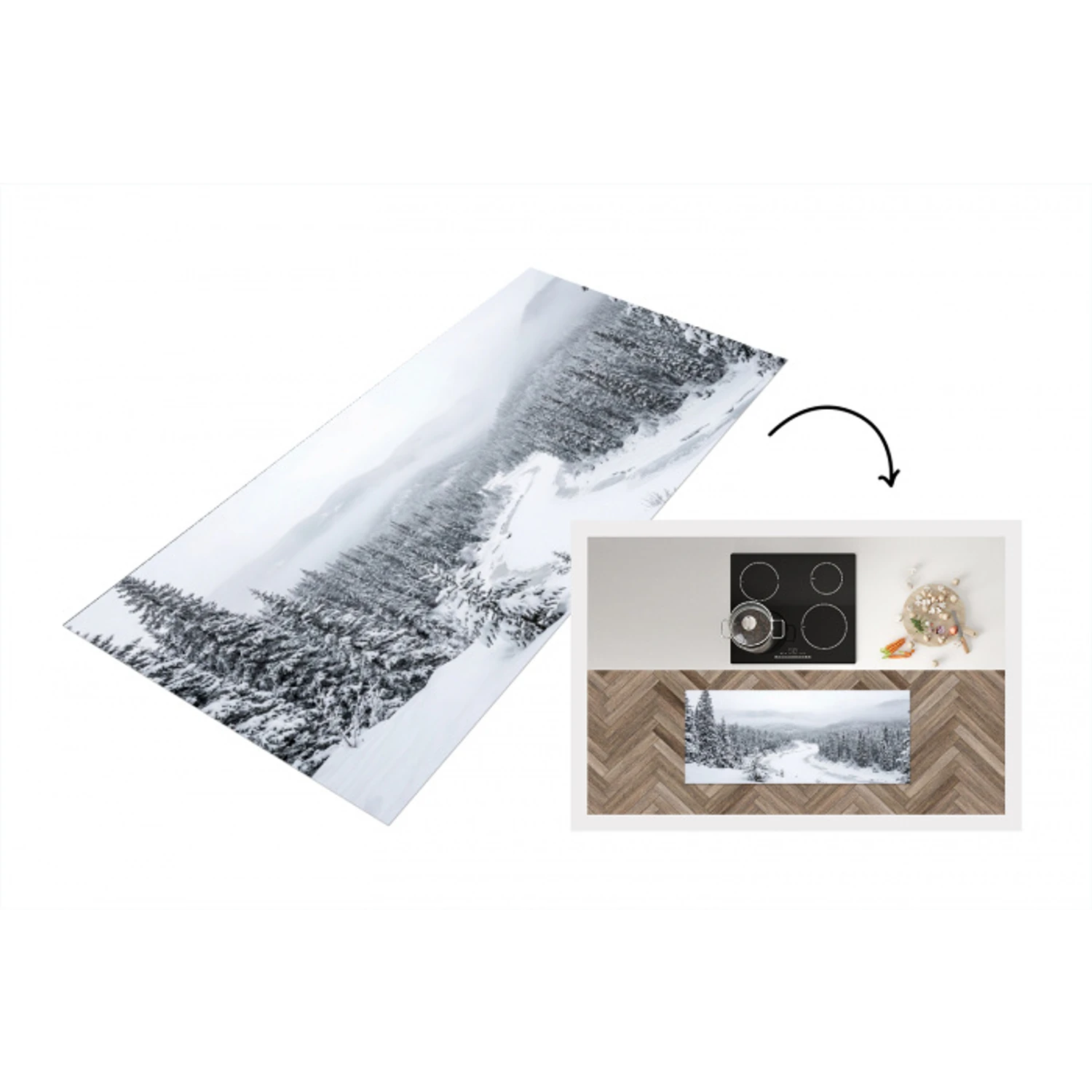 Rivier - Bevroren - Landschap - Winter Keukenloper - keukenmat middel -3d