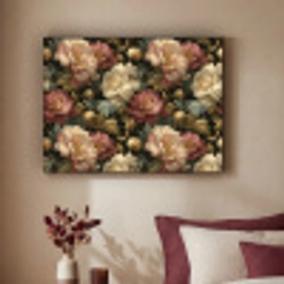 Bloemen - Barok - Patroon - Roze - Crème Textielframe zwart klein 947 -sfeer1