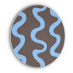 Kronkelende lijnen - Blauw - Bruin - Minimalistisch Akoestische PET Vilt - Rond klein 838 -3d