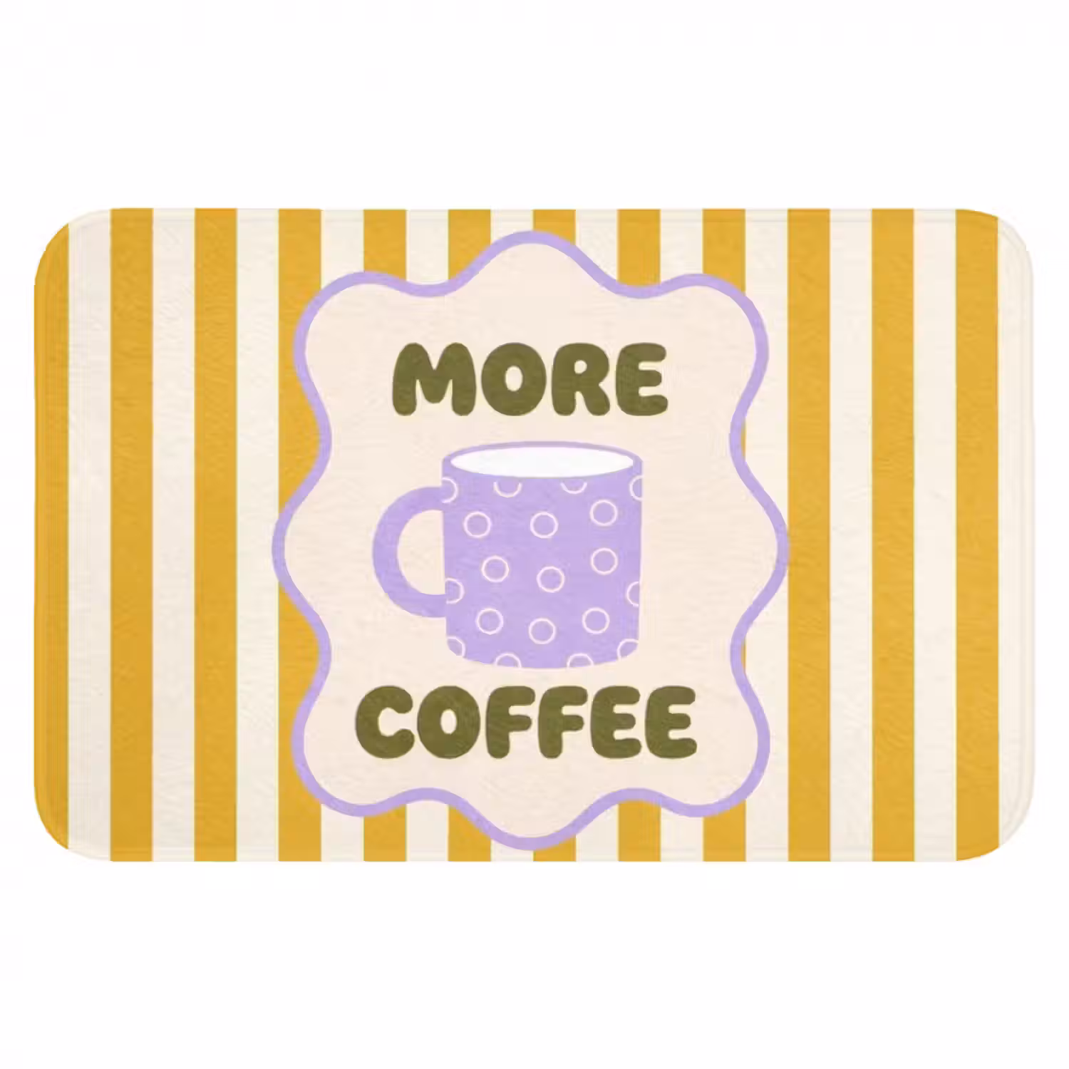 Badematte - Mehr Kaffee - Gelb - Lila - Streifen - Becher
