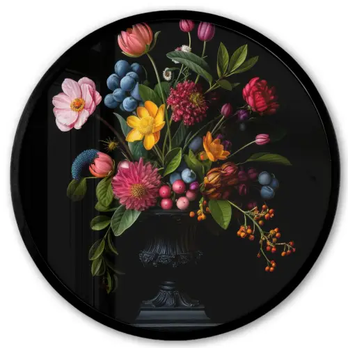 Bloemen - Vrolijk - Vaas Fotolijst rond zonder passe partout klein -3d