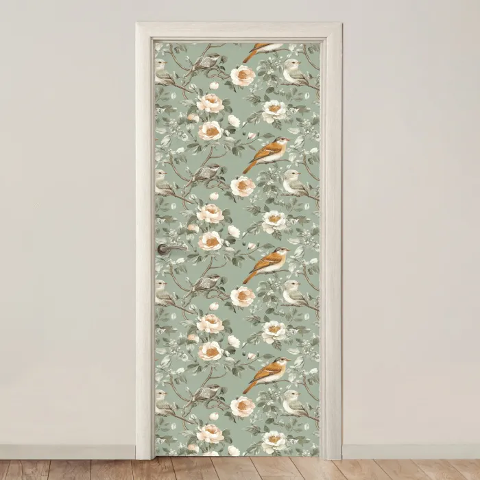 Roze - Vogels - Kleurrijk deurposter klein 289 -3d_beige
