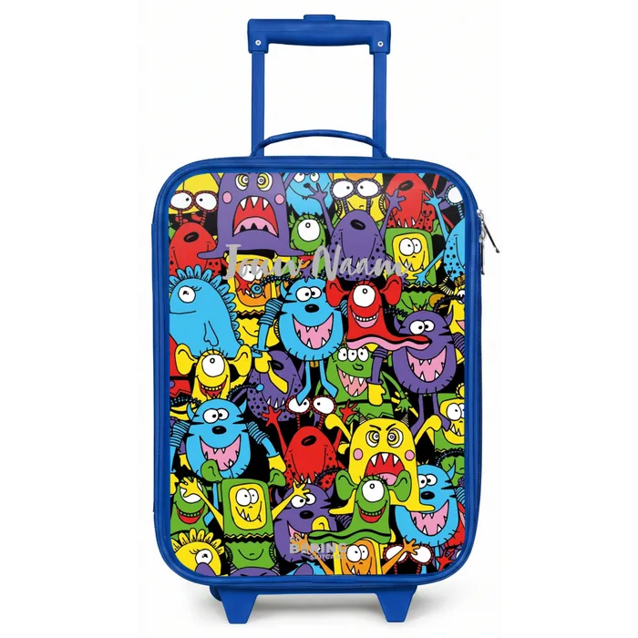 Monsters met Felle Kleuren Kinderkoffer - Blauw klein -zz3dotto