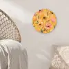 Bloemen - Geschilderd - Geel Wandcirkel kunststof plaat 5mm dik klein -sfeer5