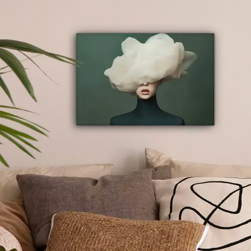 Hoed - Vrouw - Beige canvas 2cm klein -sfeer1