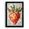 Aardbei - Rood - Mozaïek - Fruit fotolijst zwart zonder passe partout klein -3d