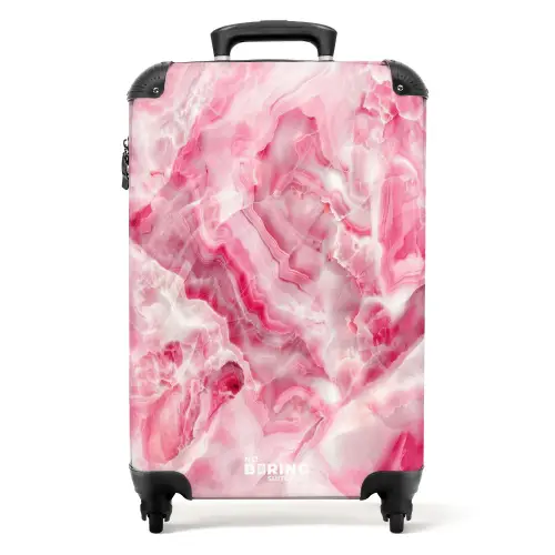 Marmer - Roze Kwarts Marmer NBS - Handbagage koffer - Kinderen Unisex middel -productfoto_recht