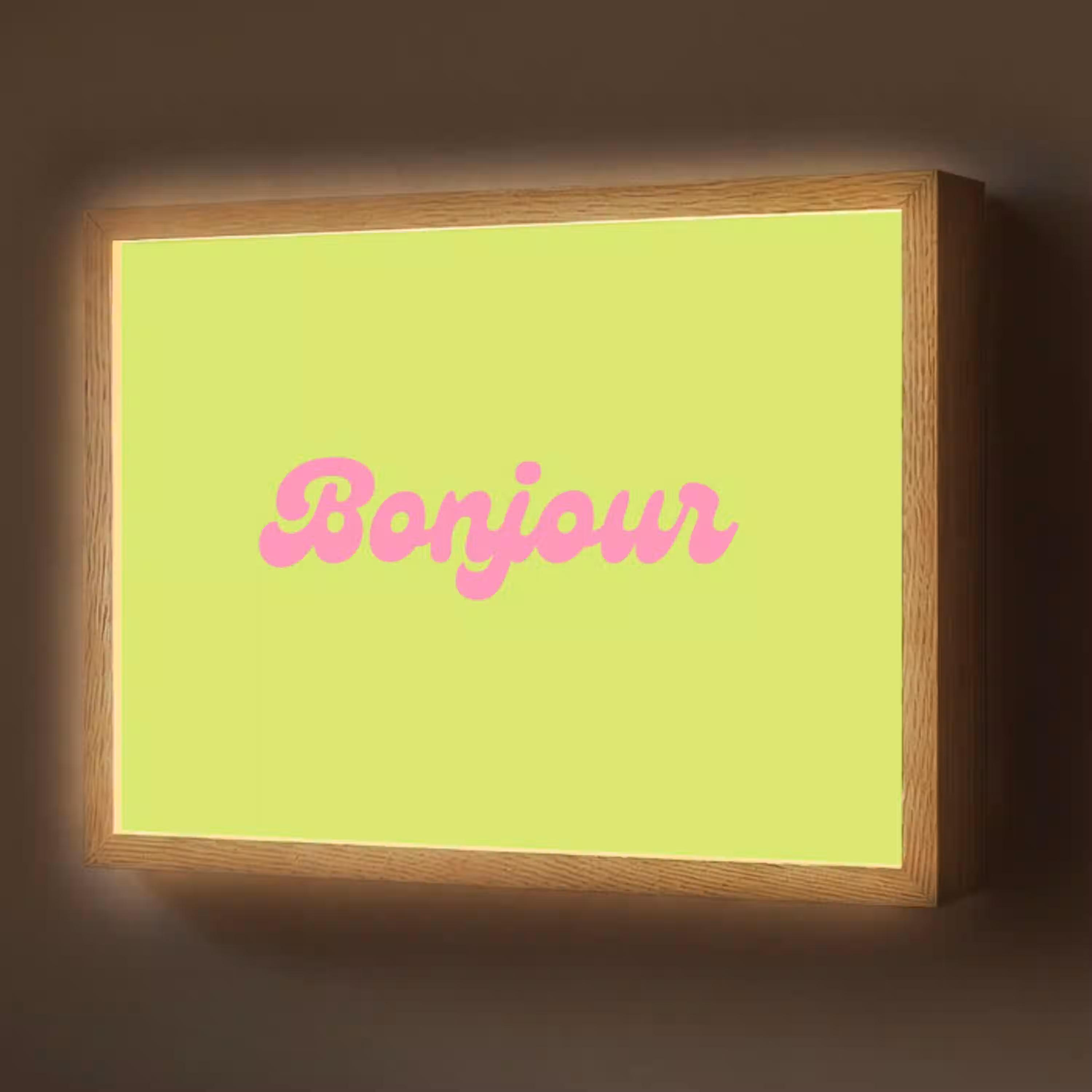 Groen - Roze bonjour - Retro Light Box met batterij (Wandlamp) middel -z3d_website