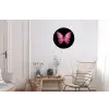 Vlinder - roze - Elegant Wandcirkel aluminium klein -woonkamer