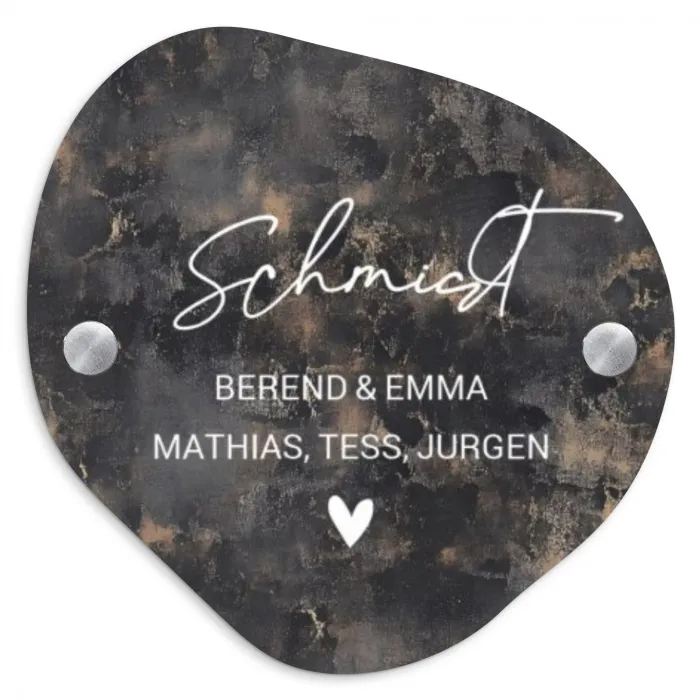 Verweerd metaal - Sierlijk Naambord Organisch middel -3d