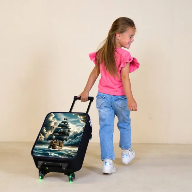 Piratenschip op een woeste zee Kinderkoffer - Zwart klein -sfeer1