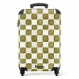 Schaak - Patroon - Groen NBS - Handbagage koffer - Volwassenen Unisex middel -productfoto_recht
