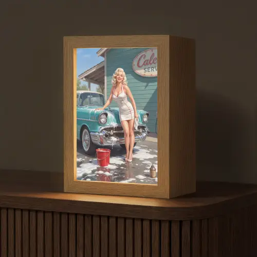 Auto - Vrouw - Groen Light Box met kabel (Tafellamp) klein -z3d_website