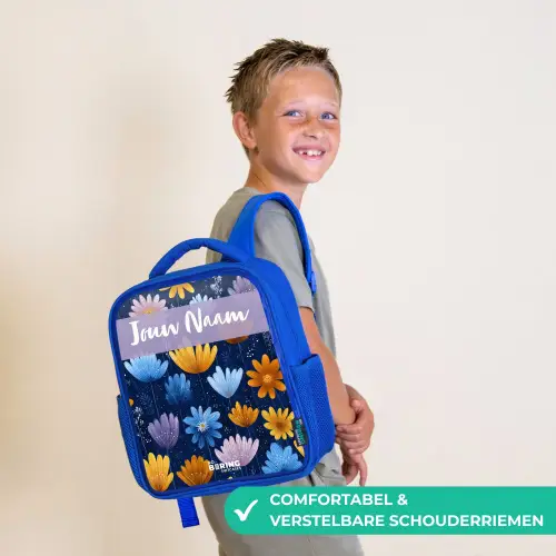 Bloemen - Patroon - Blauw Kinderrugzak - Blauw middel -sfeer3_NL