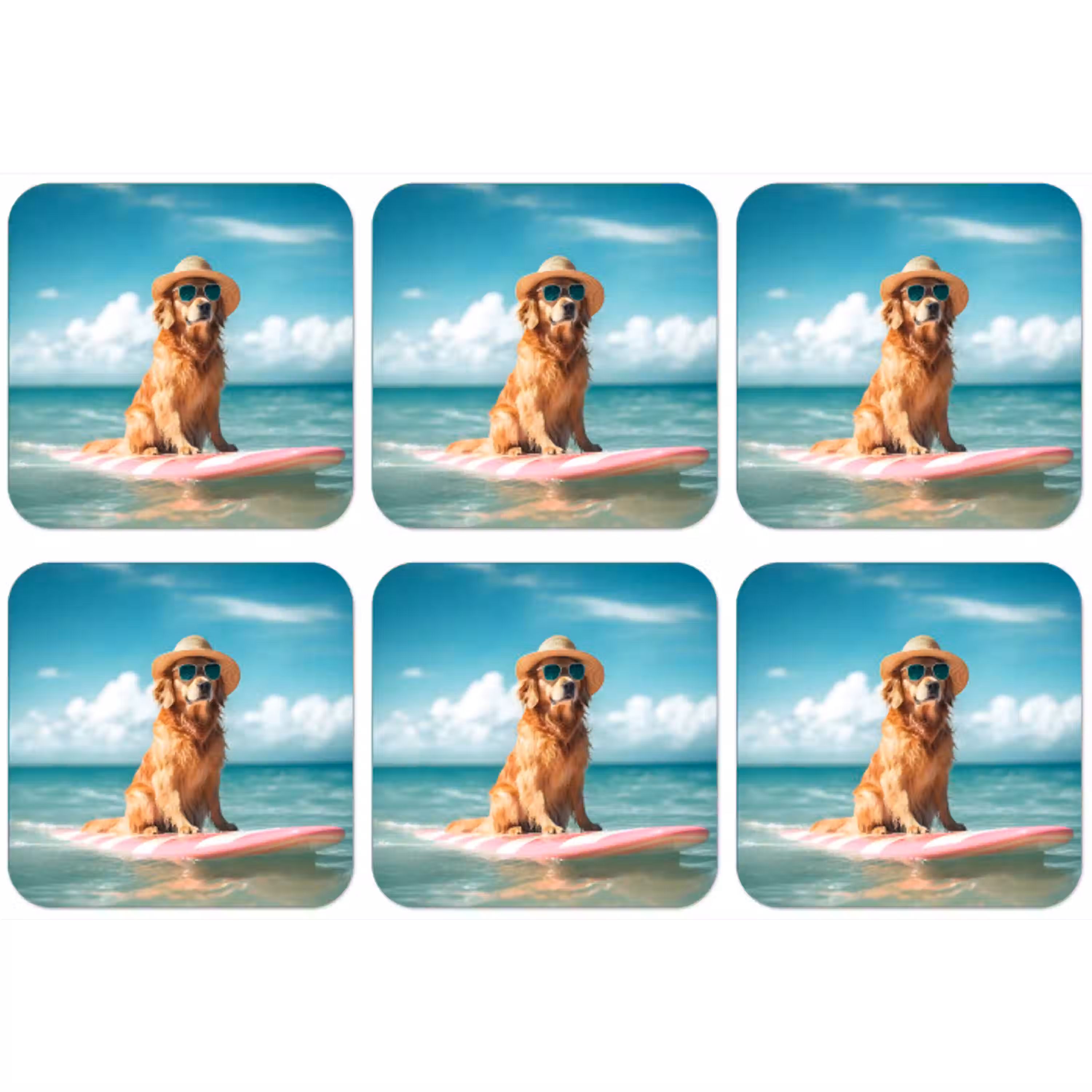 Zeewater - Hond - Golden retriever - Zonnebril onderzetter kurk middel -zkaufland3dotto