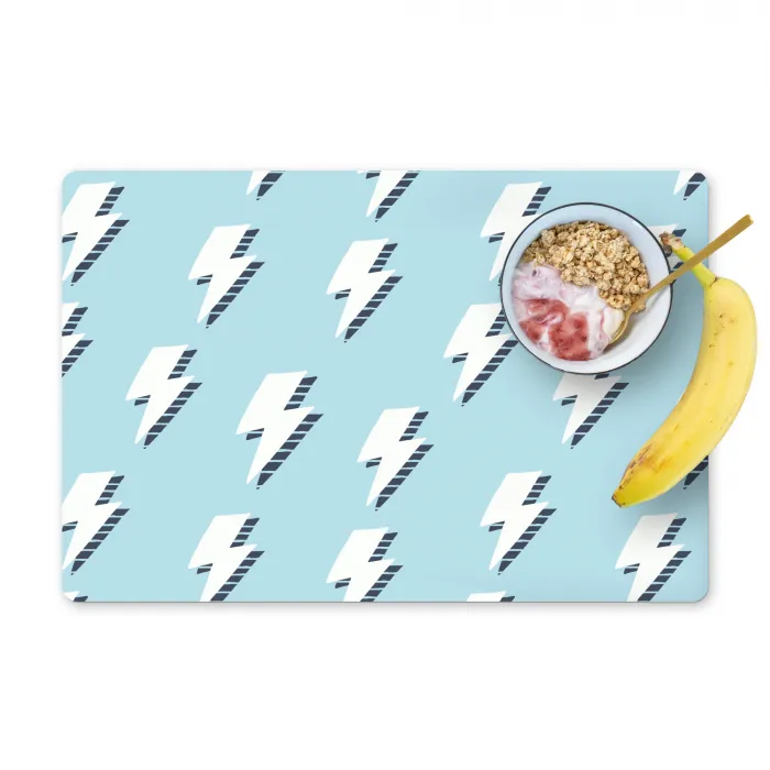 Blauw - Wit - Patroon - Bliksem Placemat vinyl groot 368 -zzzproduct_Kitchenyeah-website