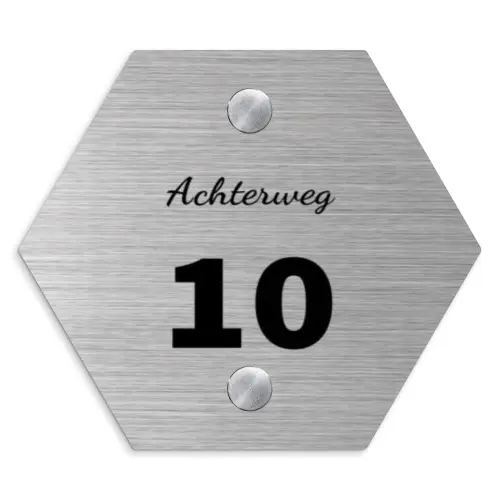 Metaal - Klassiek Naambord Hexagon klein -3d