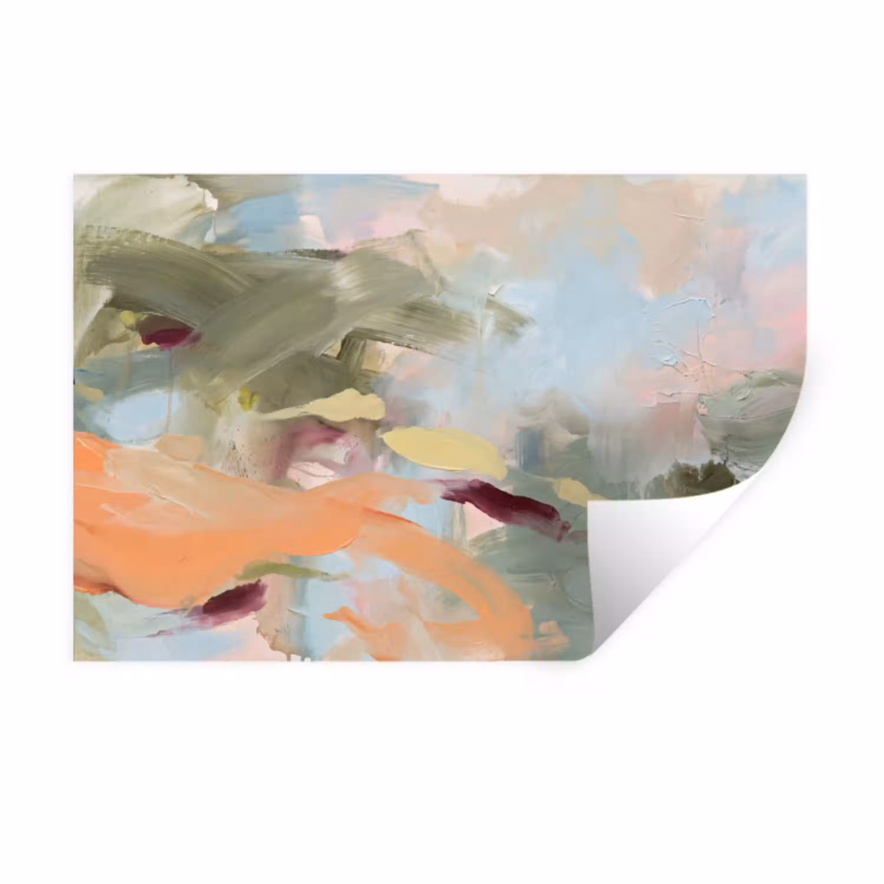 Abstract - Borstelstreken - Kunst - Modern - Pastel Muursticker klein -3d