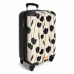 Tulpen - Patroon - Zwart NBS - Handbagage koffer - Volwassenen Unisex middel -productfoto_3d