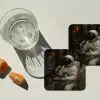 Café - Croissant - Koffie - Astronaut onderzetter kurk middel -sfeer4