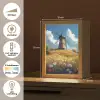 Windmolen - Heuvel - Bloemen - Kleurrijk Light Box met kabel (Tafellamp) klein -USP_NL