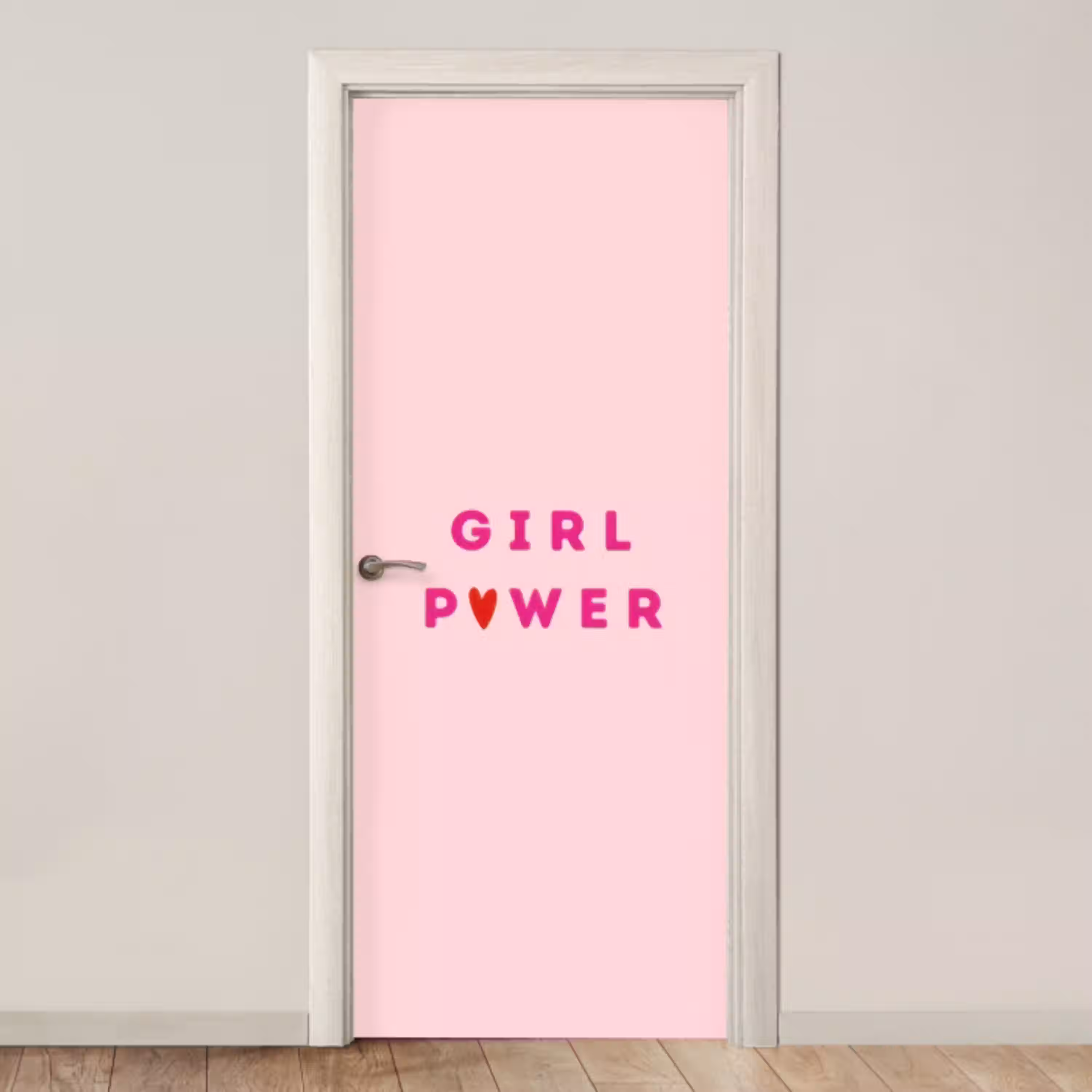 Girl power - Roze - Hartje deurposter klein -3d_beige