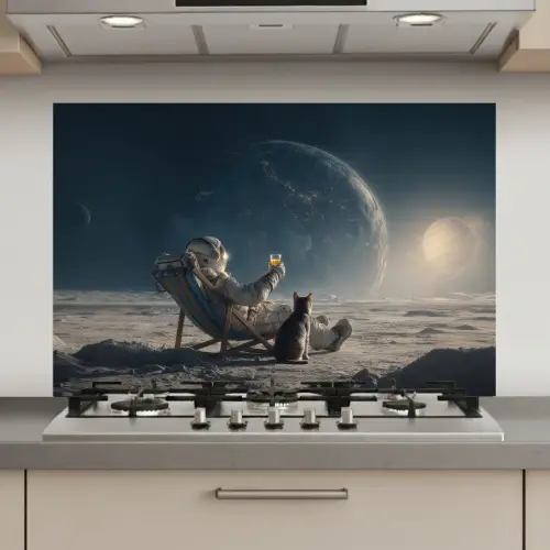 Maan - Kat - Astronaut - Ruimte keuken achterwand spatscherm klein -3d_website