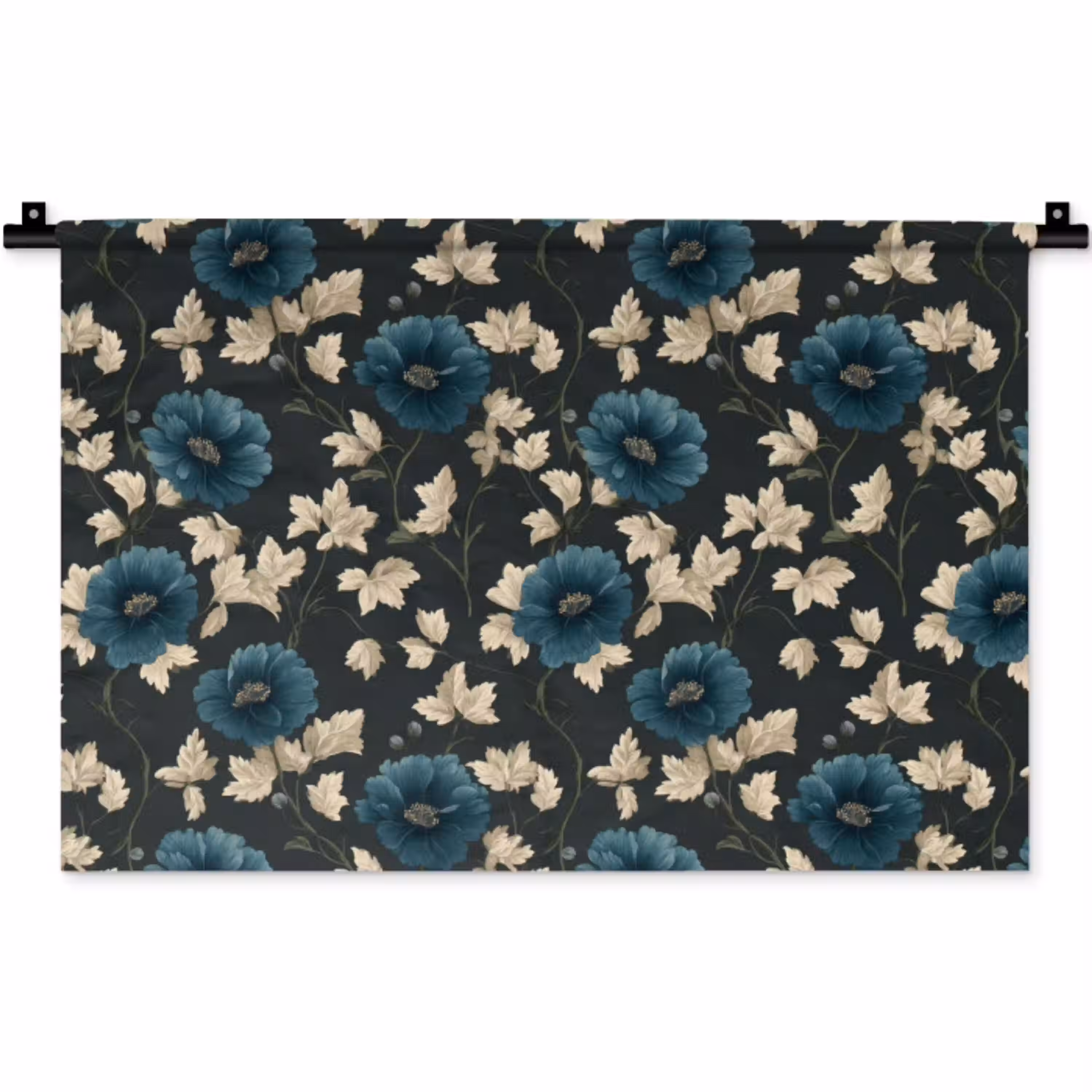 Botanisch - Bloemen - Blauw Wandkleed katoen klein 269 -zz3d