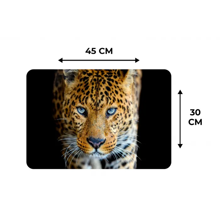 Luipaard - Dieren - Portret - Wilde dieren - Zwart Placemat vinyl groot -specs