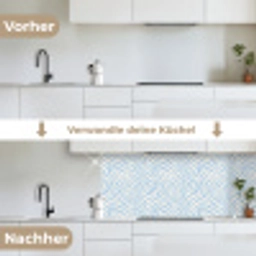 Zebra - Motief - Blauw - Wit keuken achterwand 2 middel 871 -voor-na_DE