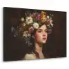 Portret - Vrouw - Bloemen Textielframe zwart klein -3d