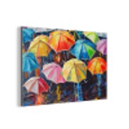 Paraplu's - Schilderij - Kunst - Regenboog aluminium wit klein -3d