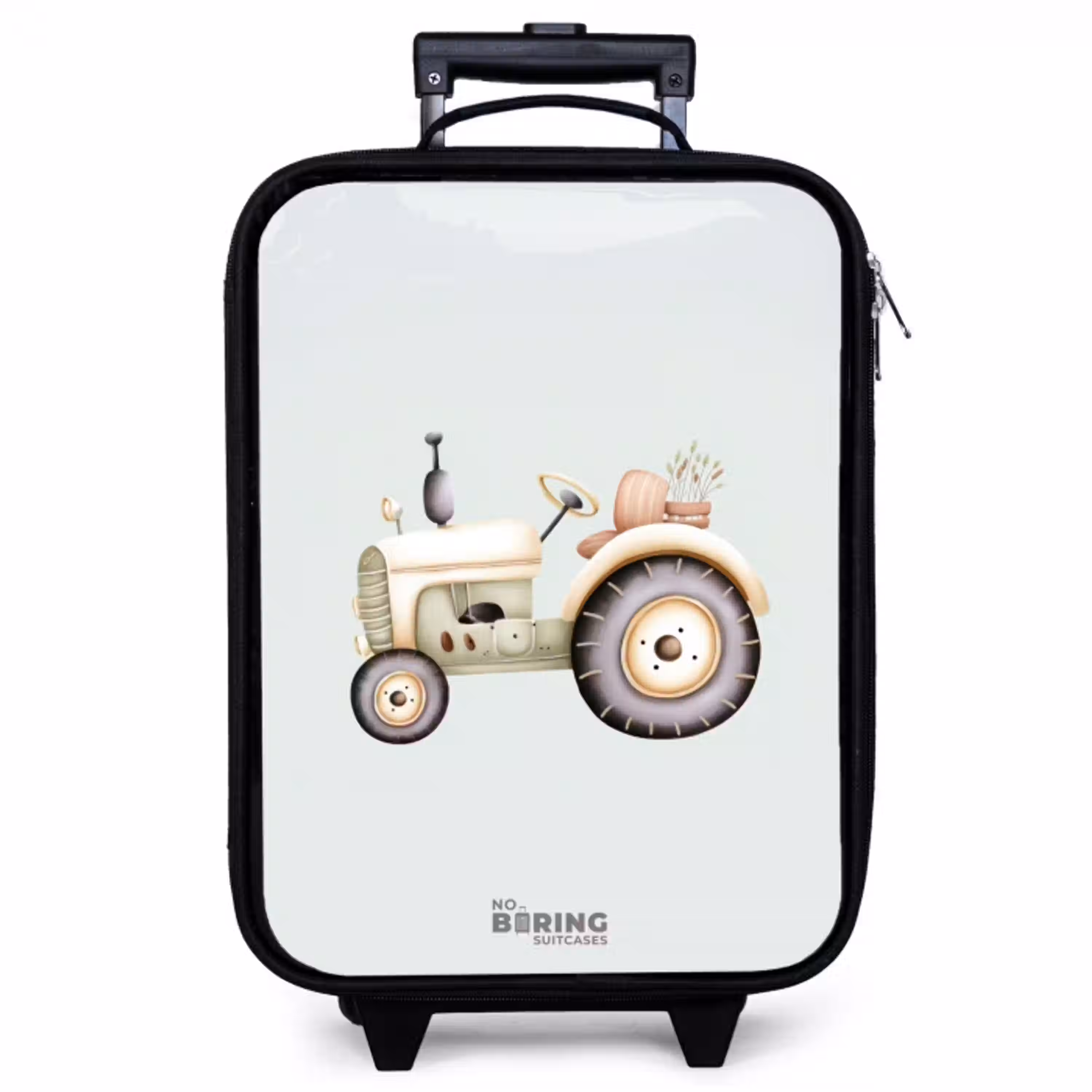 Beige vintage tractor in pastel groene kleuren Kinderkoffer - Zwart klein -zzz_website3d