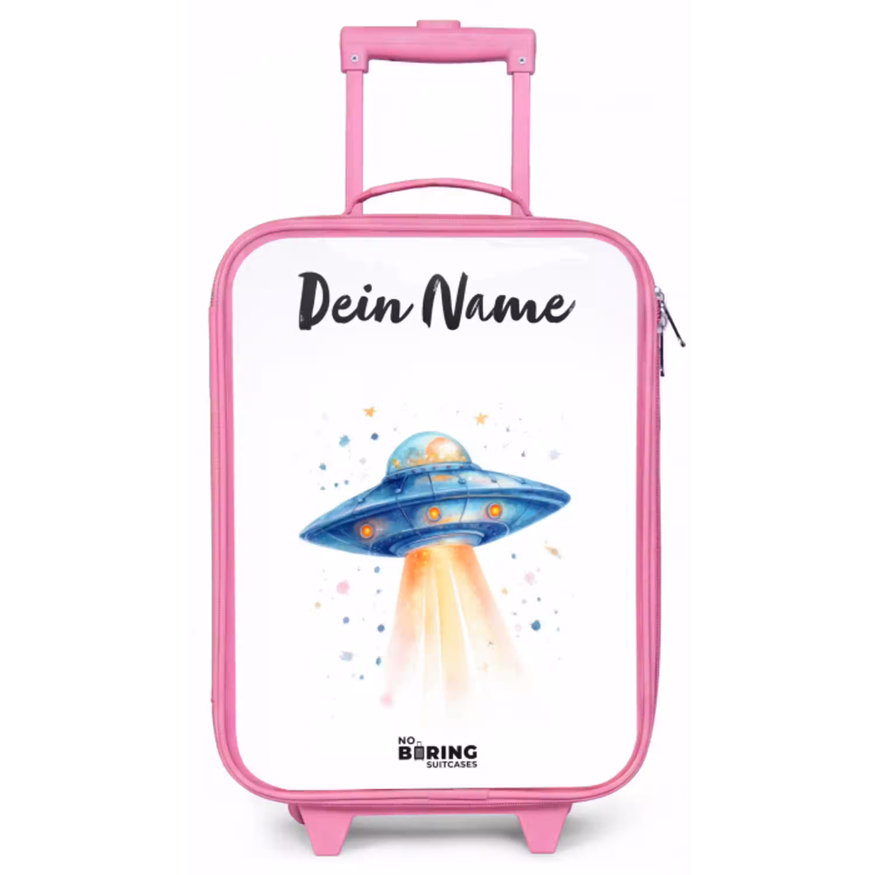Blauw ruimteschip met lichtstraal Kinderkoffer - Roze klein -zz3dotto
