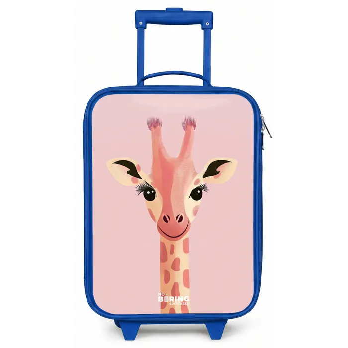 Giraffe - Wimpers - Minimalistisch - Roze Kinderkoffer - Blauw klein -zz3dotto