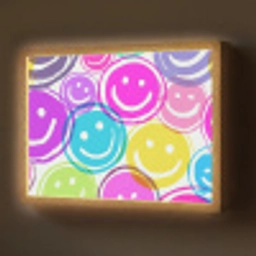 Smileys - Kleurrijk - Neon Light Box met batterij (Wandlamp) middel -z3d_website