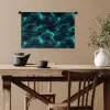 Turquoise - Bliksem  - Wolken Wandkleed katoen klein 269 -sfeer6