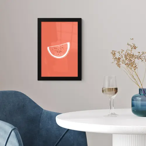 Watermeloen - Lijnen - Koraalrood fotolijst zwart zonder passe partout klein -sfeer4